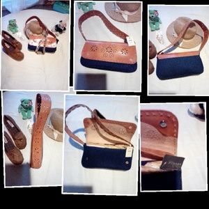 "Parade"Denim and leather pocketbook.(MAKE OFFER )