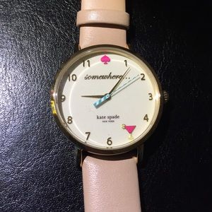 Kate Spade 5 o'clock somewhere watch, nude leather