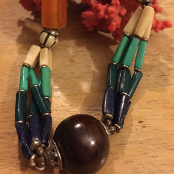 Vintage butterscotch lapis turquoise necklace