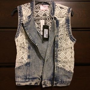 Denim lace vest