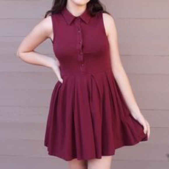 Urban outfitters maroon skater dress back slits