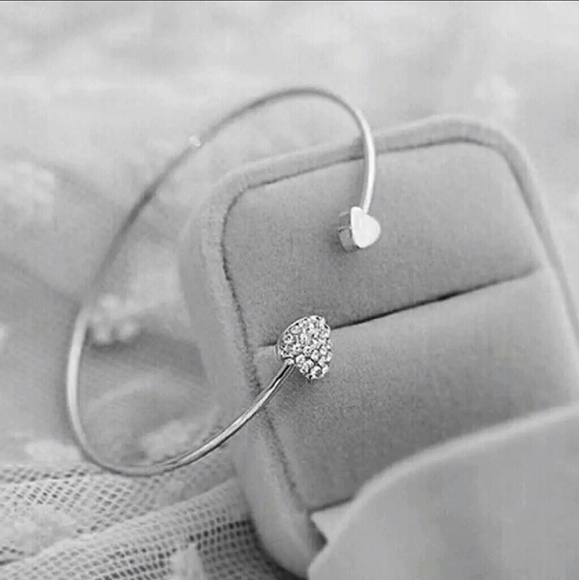 Heart Bangle Cuff Bracelet - Picture 3 of 4