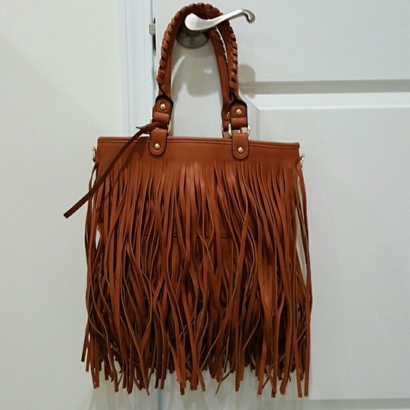 Brown fringe pocketbook