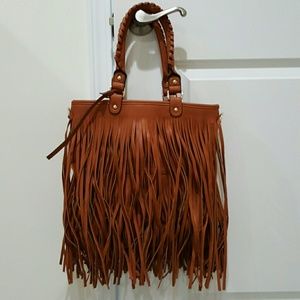 Brown fringe pocketbook