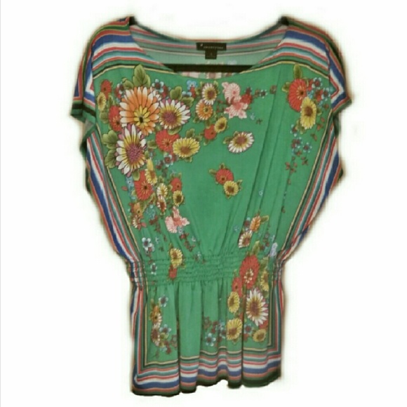 Twenty One Green Short Sleeve Butterfly Wing Shirt