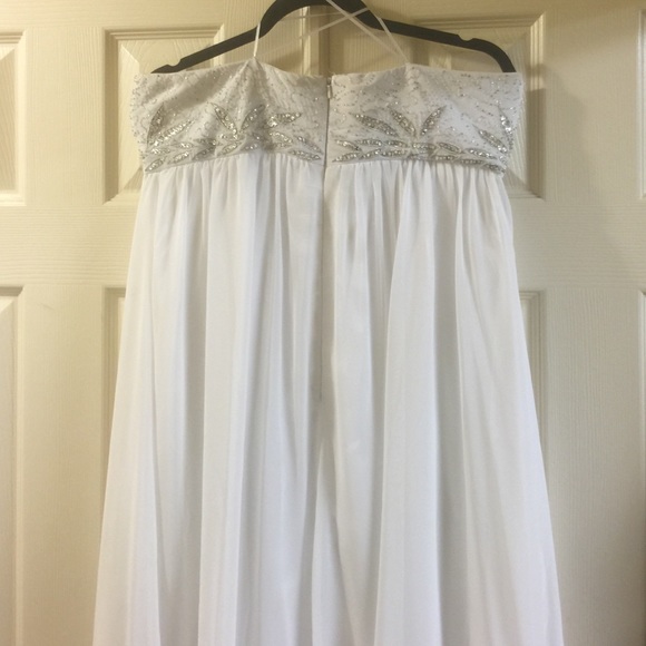White beaded floor length chiffon prom dress - Picture 4 of 4