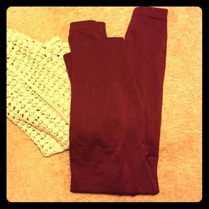 Red fleece leggings