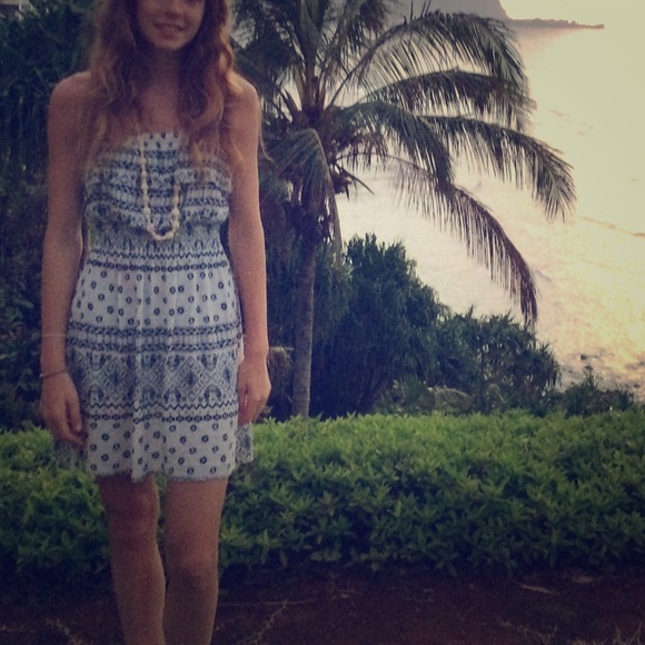 Strapless black and white Aztec-patterned dress!