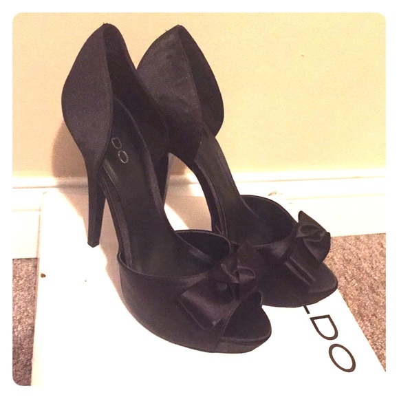 Black Satin Heels