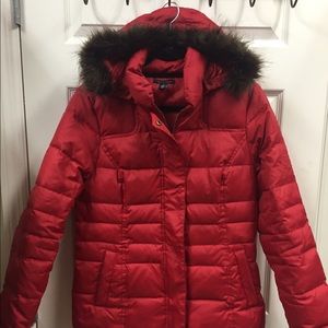 Tommy Hilfiger down coat with fur lined hood