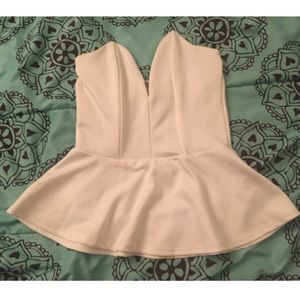 Strapless peplum top