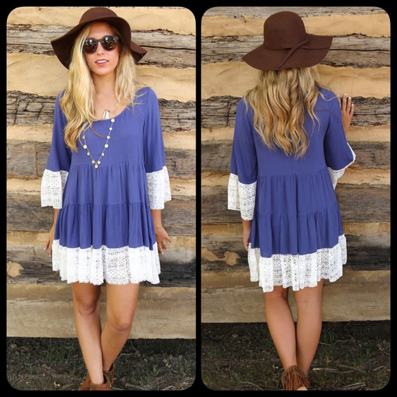 ❗️LAST❗️ Boho Babe Lace Hem Mini Chic Dress - Picture 2 of 3