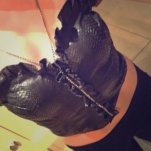 Genuine Python Skin With Crystals Top