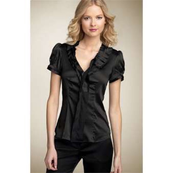 BCBGMaxAzria Tops - BCBG black Ruffled top
