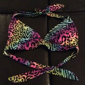 Multi Color Leopard Print Bikini Top