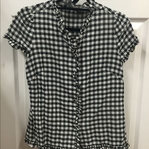 Gap buffalo check ruffled blouse