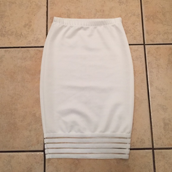 ChicShoppe white pencil skirt with sheer detail