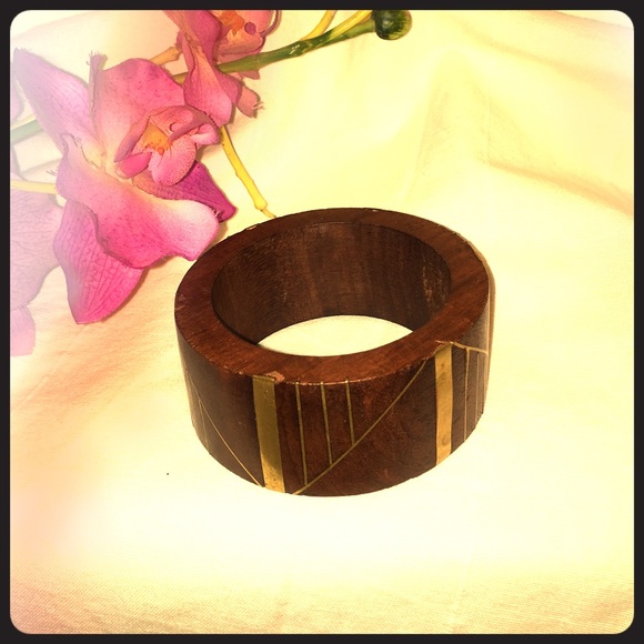 Vintage Handmade Wooden and Brass Bracelet💫