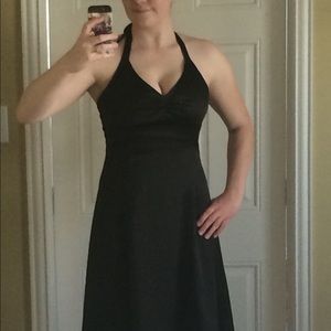 Black halter tie up dress