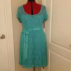 Torrid lace teal dress with teal sash
