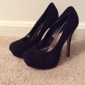 Black Suede Platform Heels 6M