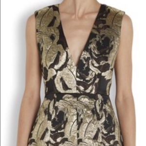BRAND NEW Alice & Olivia Gold/Black Deep V Dress