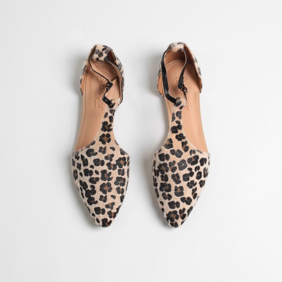 Leopard Animal Print T-Strap Ankle Flats - Picture 2 of 4