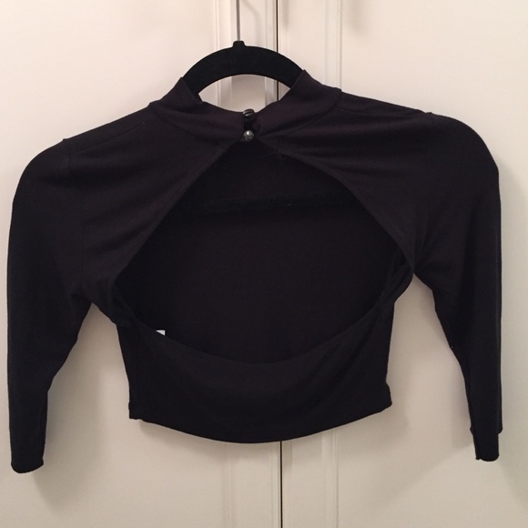 Cropped backless high neck top