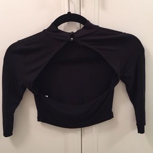 Cropped backless high neck top