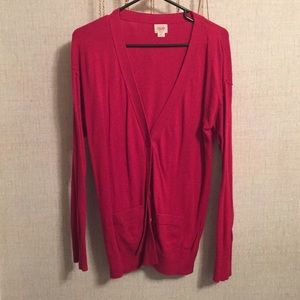 Red cardigan