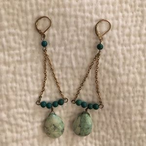 Gold/turquoise earrings