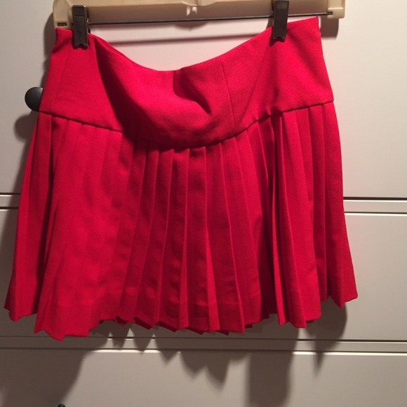 Red Aqua Pleated Skirt