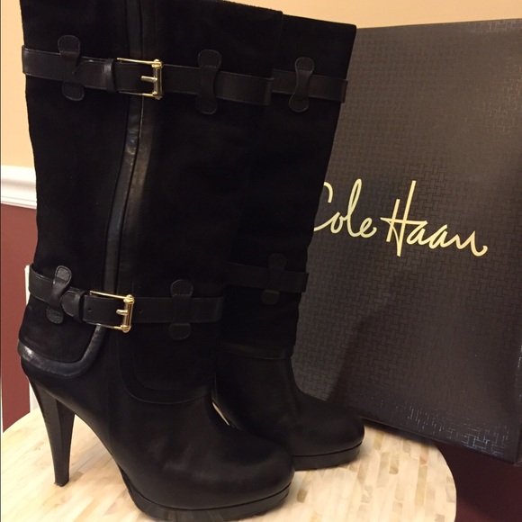 Cole Haan black suede and leather boot