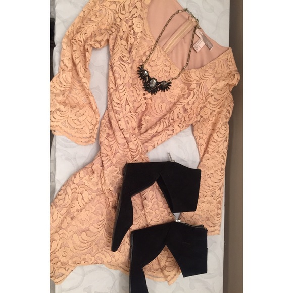 Nude tone lace dress