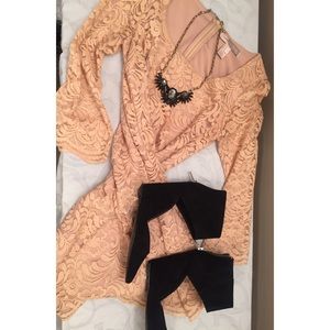 Nude tone lace dress