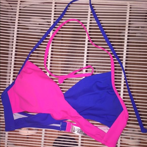 VS pink blue and pink wrap swim top