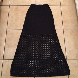Orange caramel black crochet skirt with half slip
