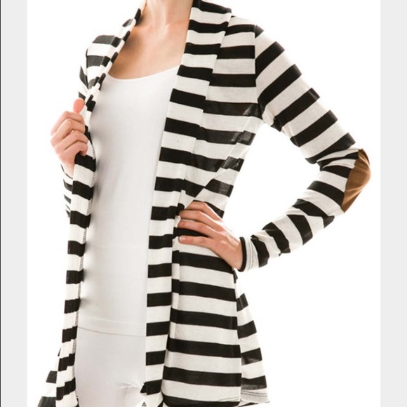 Striped cardigan with elbow patches