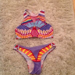 Mara Hoffman Dupe Bikini Swim High Neck XS New