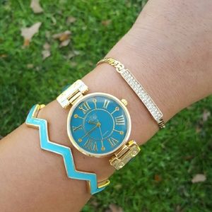 SALE ?? Womens Blue Teal Gold Fashion Vintage Watc
