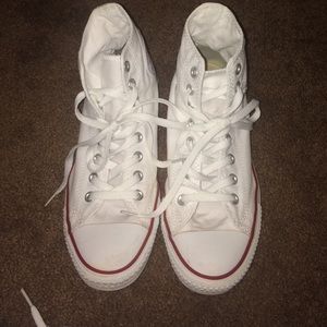 Gently worn white high top converse