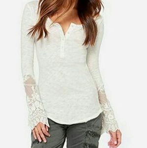 Women's Lace insert long sleeve T