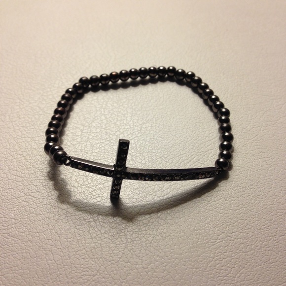 Black cross beaded bracelet
