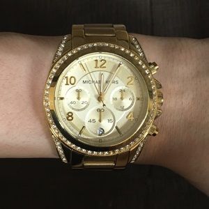 Michael Kors Runway Gold midsize watch with glitz