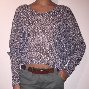AQUA Hi-Low Cropped Knit Sweater