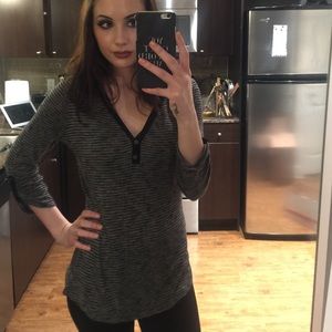 super comfy striped v neck