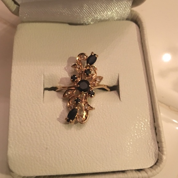 Rose gold , diamond sapphire ring