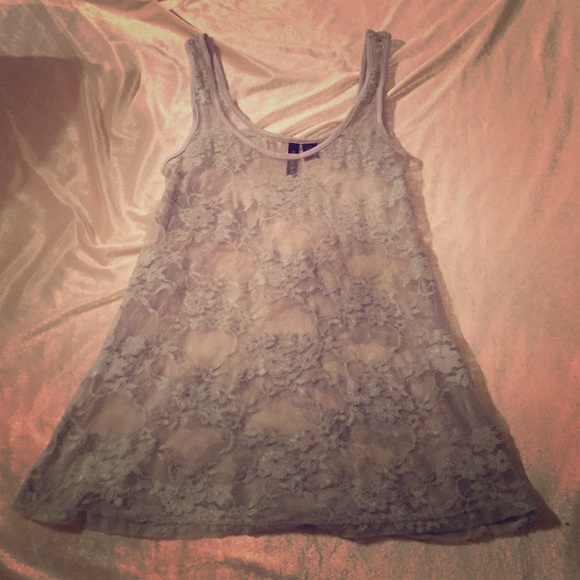 Full Tilt grey lace tank