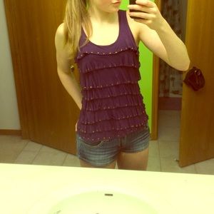 Purple ruffled tank👚