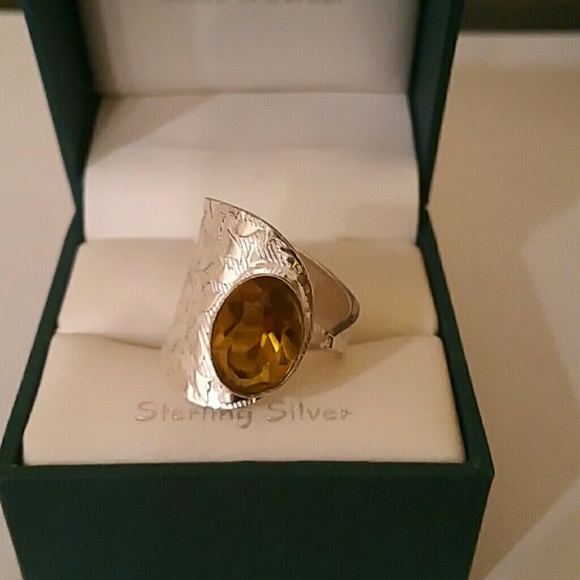 Beautiful Faceted Citrine & Sterling Silver Ring